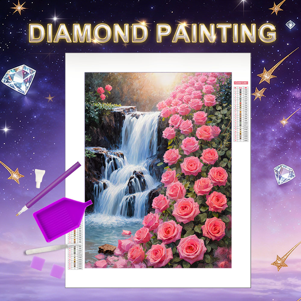 Resin Art With Rose - Zestawy do mozaiki diamentowej HUACAN, róża,