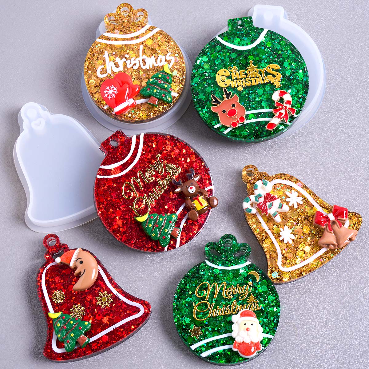 Resin Art Kit With Molds - Forma Silikonowa Zawieszka Świąteczna DIY Ręcznie