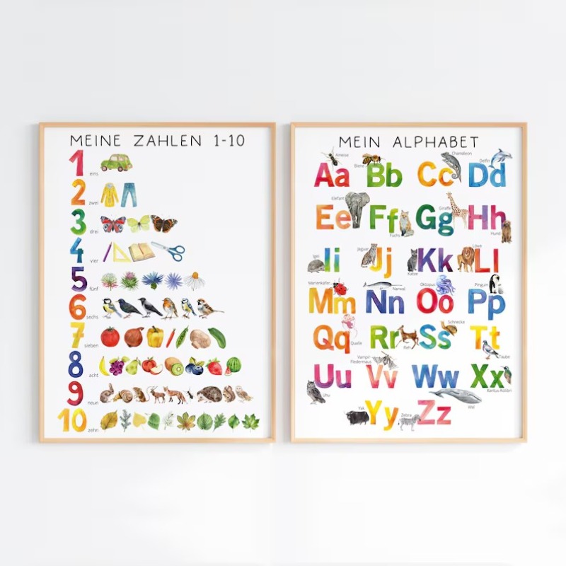 Resin Art Learning - Plakat dla dzieci z numerami ABC