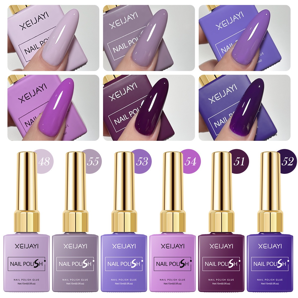 Resin Art Purple - 6PCS/SET 15ml Gel Nail Polish 6