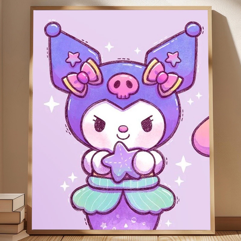 Resin Art Purple - Pełny kwadratowy diament, bez ramki, Sanrio