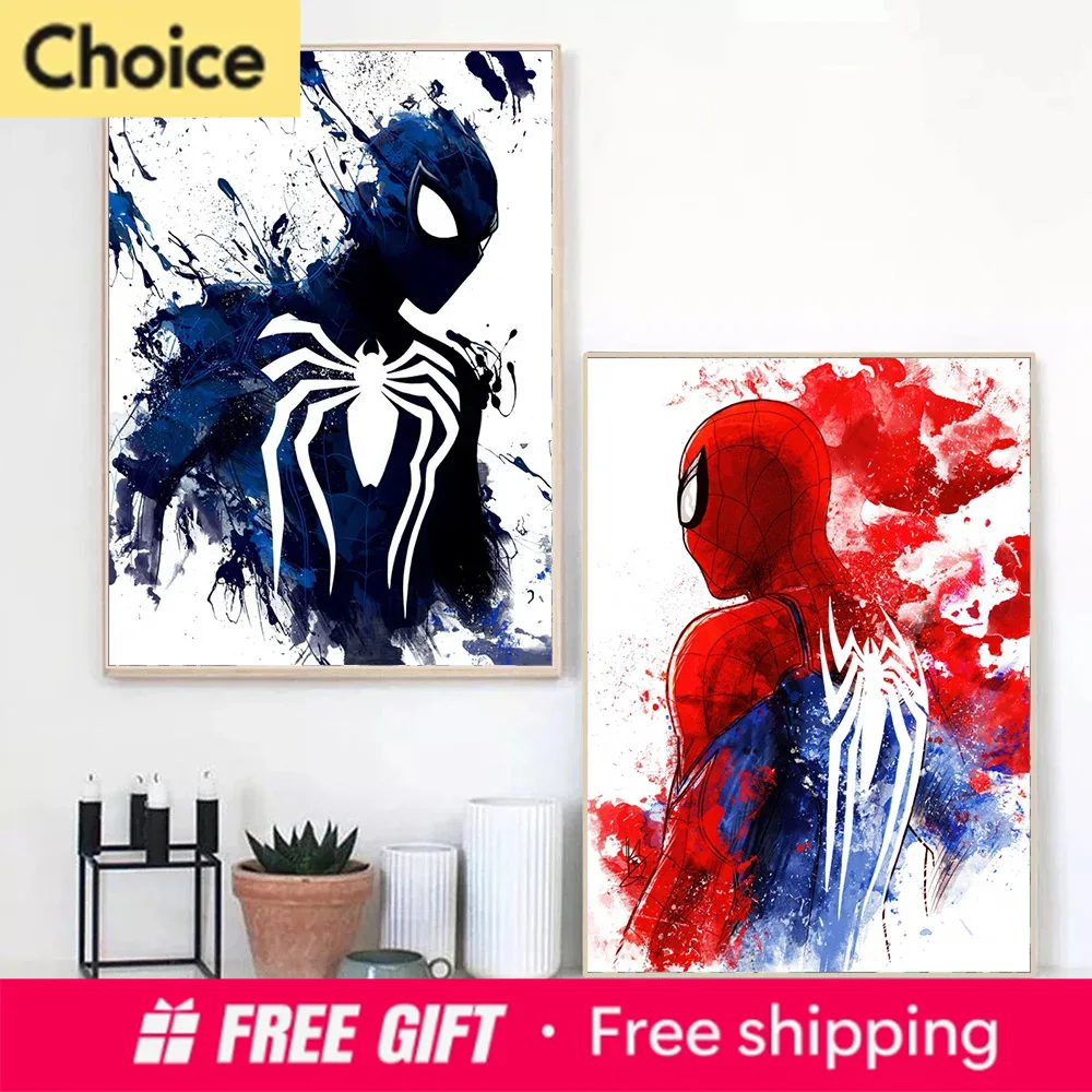Resin Art On Wall - Plakaty Marvela Spider-Man w stylu akwareli,