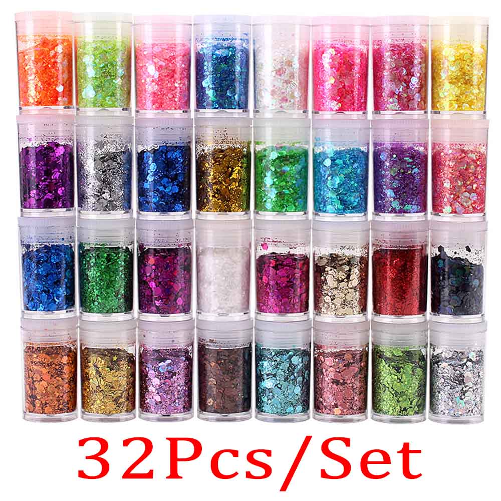 Pearl Powder Resin - 32/24/20 sztuk holograficzne brokatowe płatki do