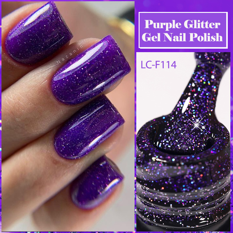 Resin Art Purple - LILYCUTE Purple Glitter Sequins Gel Nail