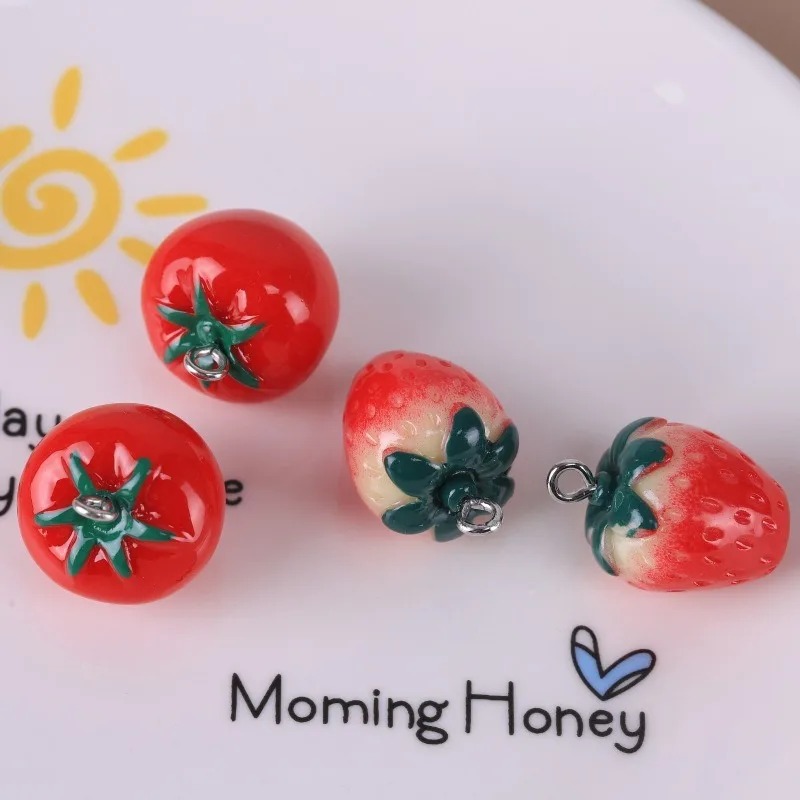 Resin Art Bracelet - 10 sztuk Realistyczne 3D Truskawki Pomidory