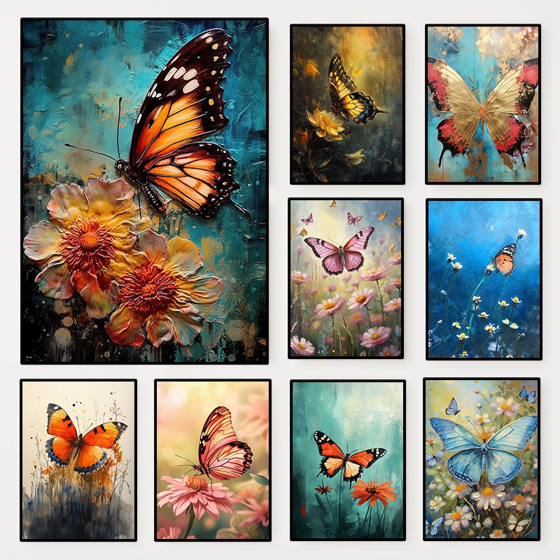 Resin Art Flower - Plakat z motywem kwiatów i motyli,