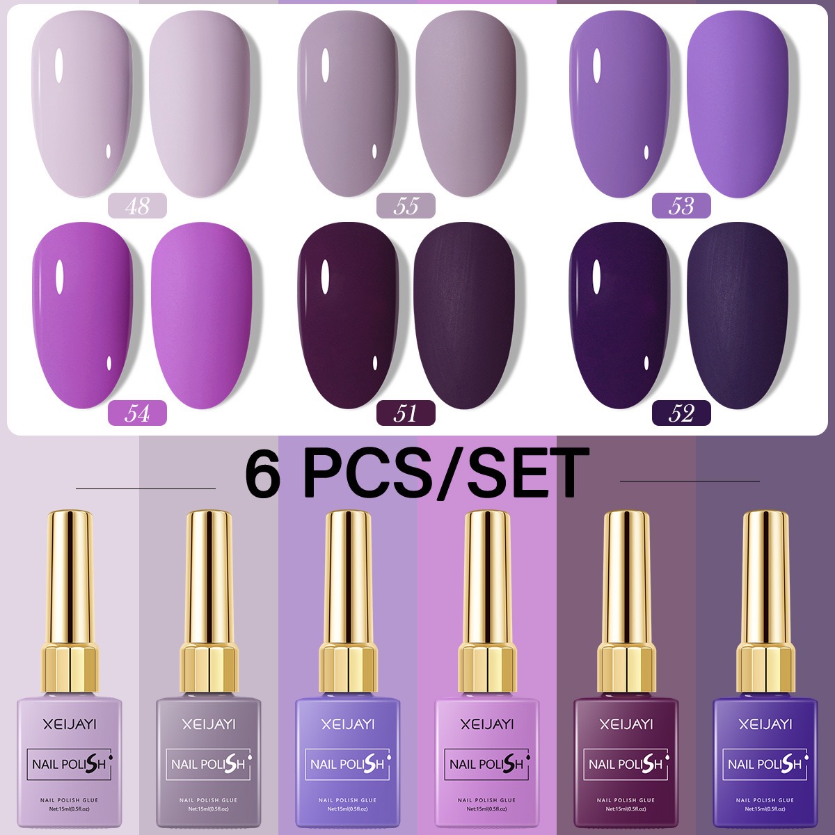 6PCS/SET 15ml Gel Nail Polish  – Resin Art Purple recenzja i cena